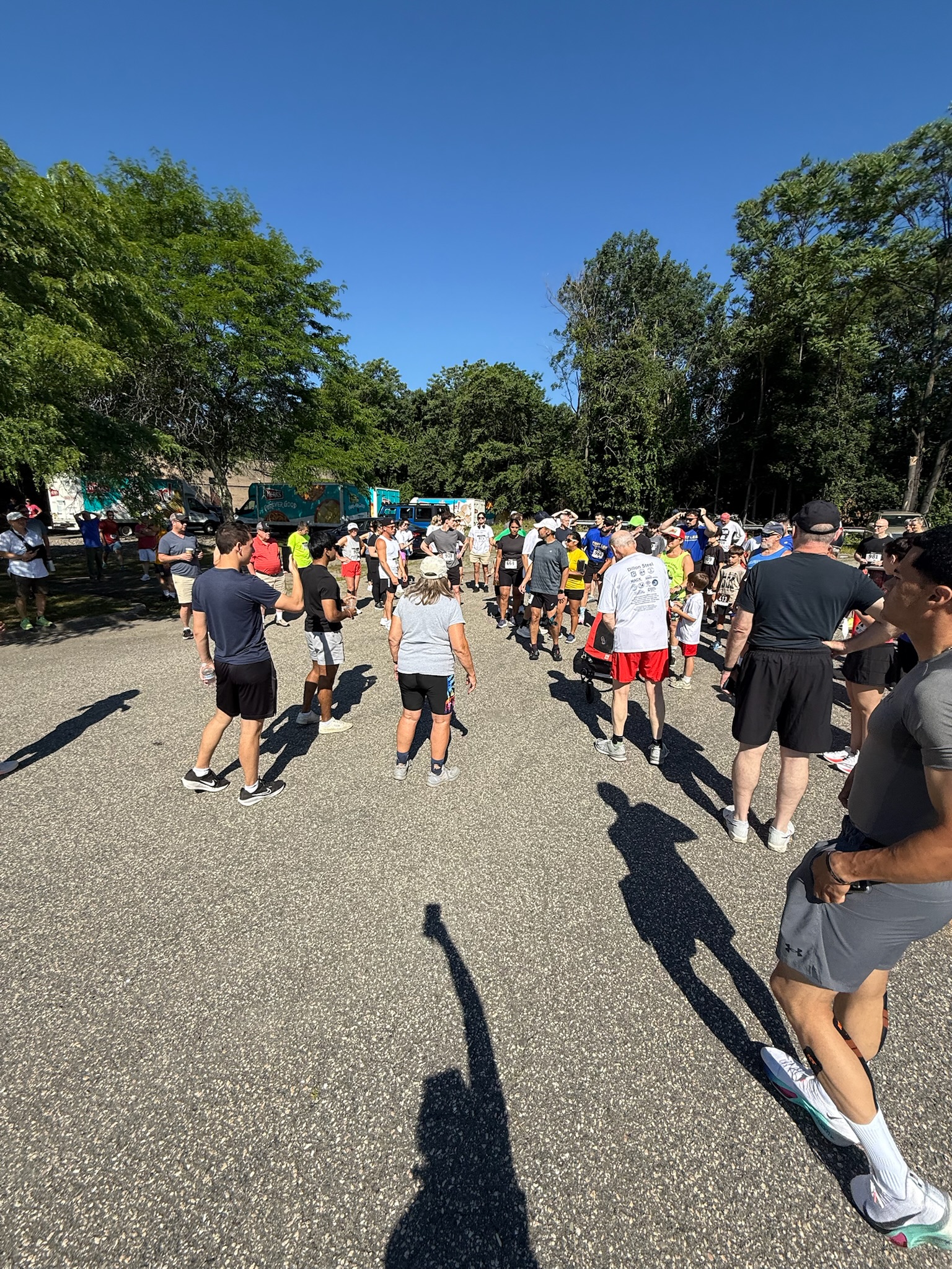 Participants on the road at the Heart of Gold 5K course in Oakland, New Jersey.